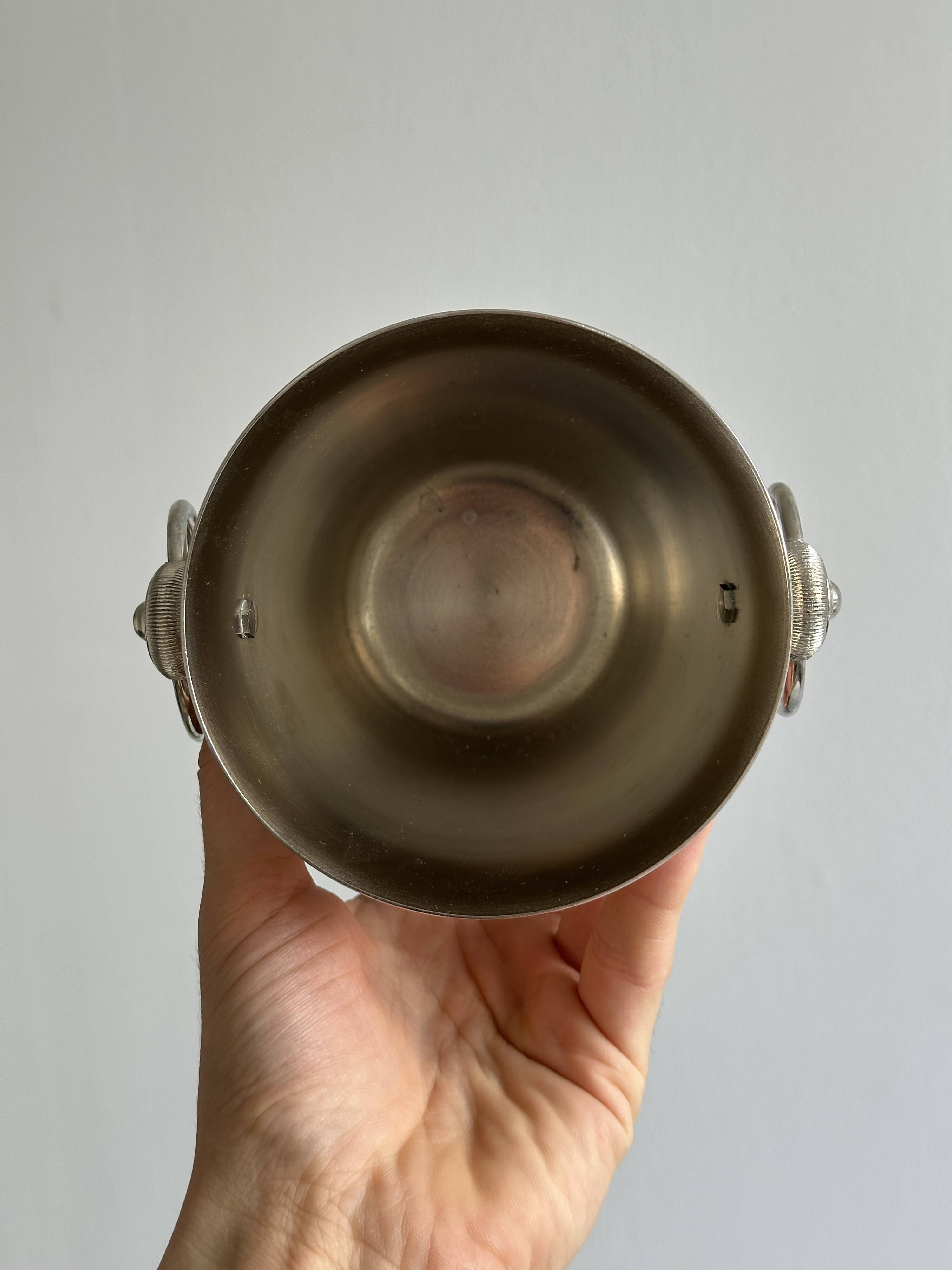 Small silver metal ice bucket