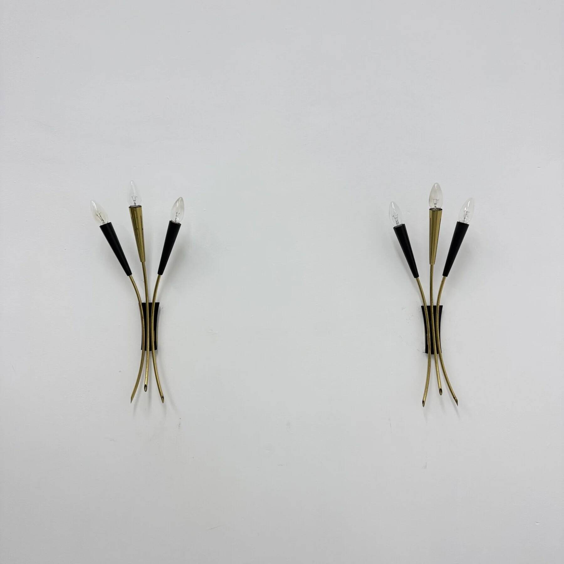 Mid-century Stillovo style brass wall light, 1950s