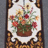 Vintage wool curly carpet floral pattern 120x69cm