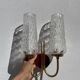 Applique en laiton et verre 1950