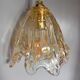 Pair of draped blown glass hanging lamps, ocher twisted wire