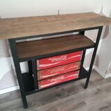 Console oak, steel and boxes coca cola