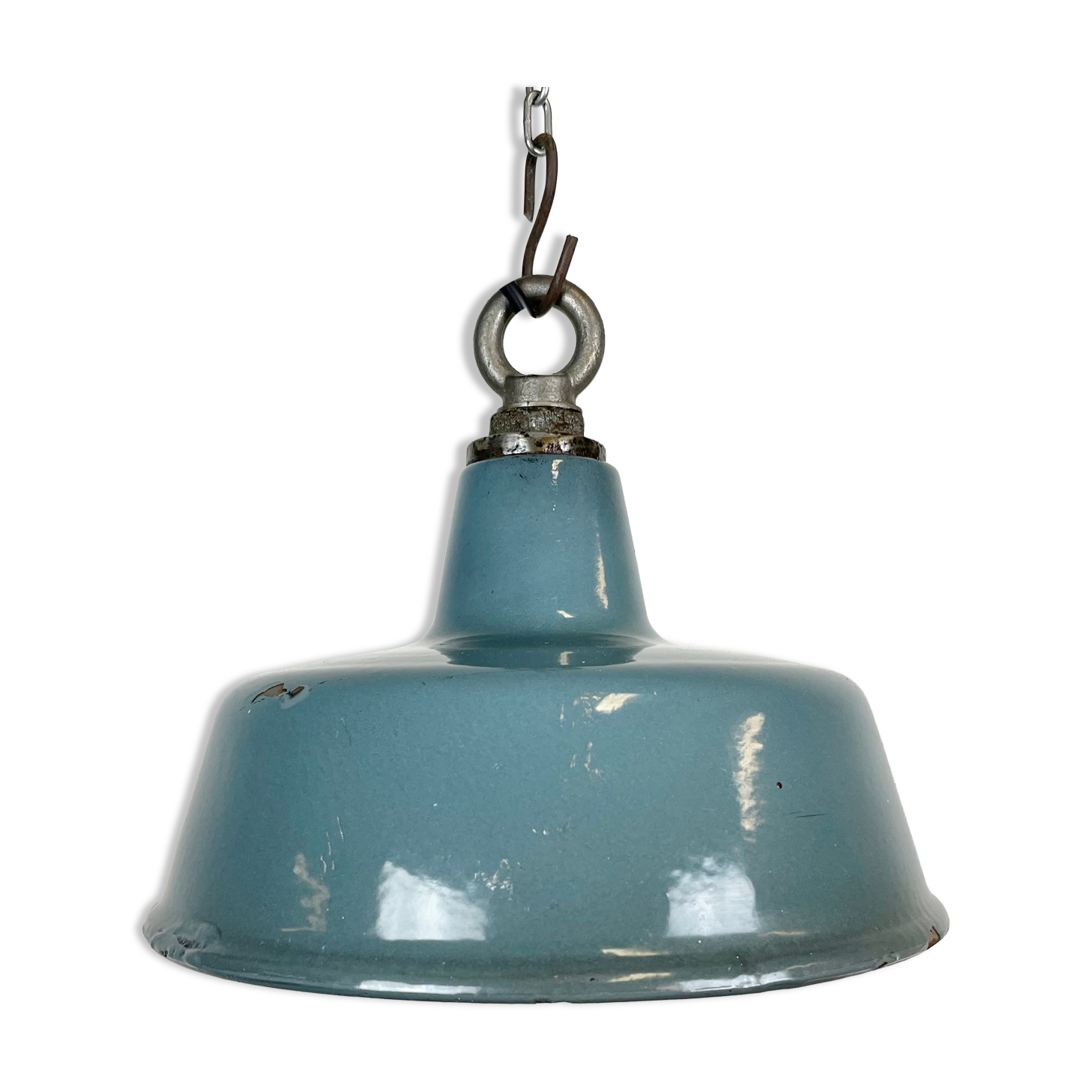 Industrial grey enamel pendant lamp, 1960s