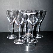Set of 6 BEAUBOURG white wine glasses in Sèvres crystal signed 19cm