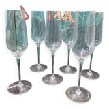 6 Baccarat champagne flutes, grand siècle crystal, Laurent Perrier