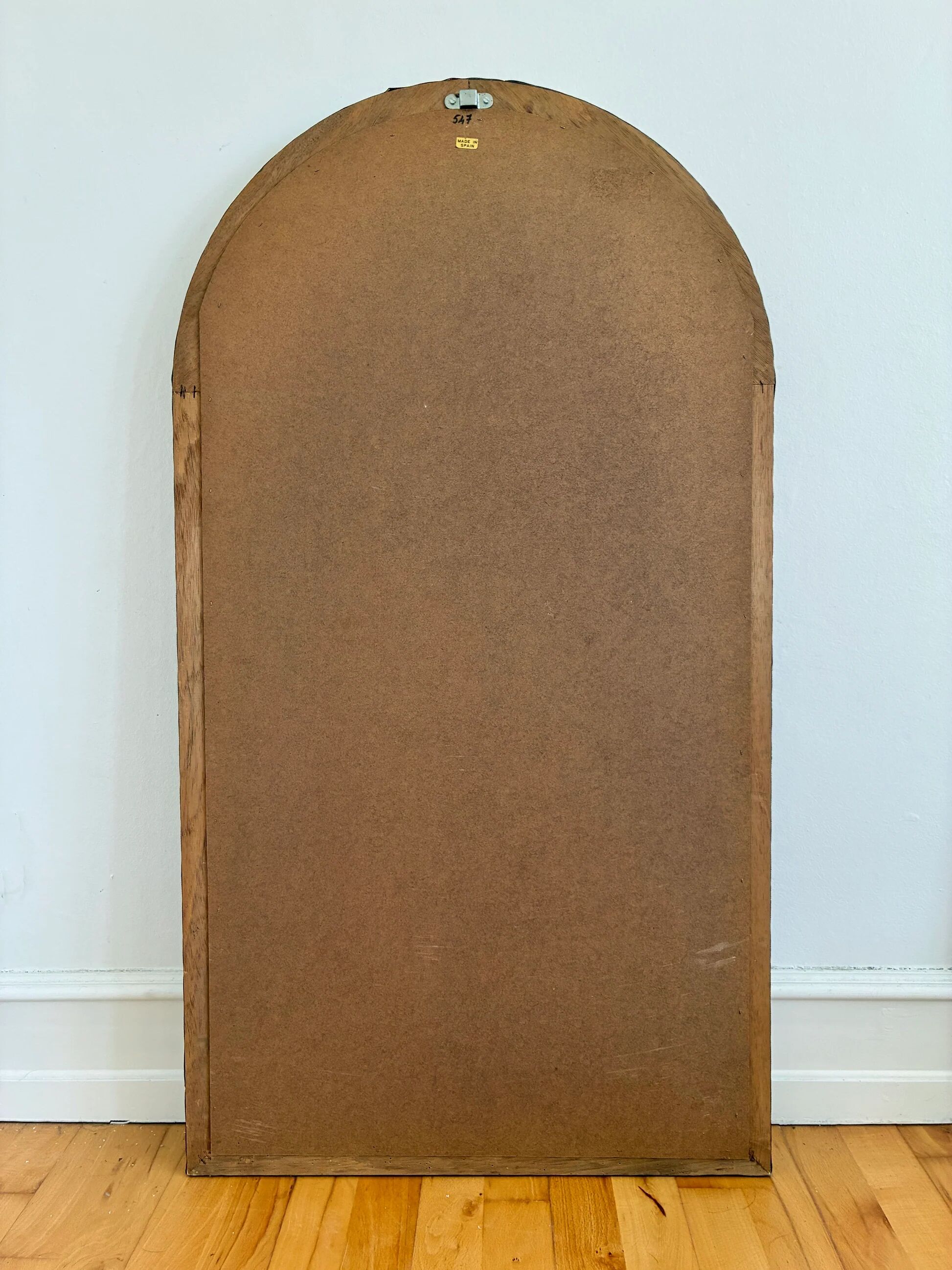 Large vintage Spanish Venetian-style wall mirror, brass, 1980s Hollywood Regency