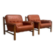 Set brutalist, Brazilian style leather lounge chairs, 1960s
