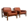 Set brutalist, Brazilian style leather lounge chairs, 1960s