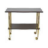 Vintage french bar trolley wood veneer gold brass tv cabinet 1950s design