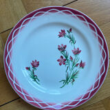 Flat plates Aude Sarreguemines with a rose flower design.