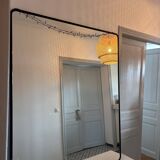 Custom-made large mirror – unique piece – black lacquered steel frame – 130 x