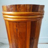 Vintage wooden and rattan umbrella stand
