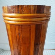 Vintage wooden and rattan umbrella stand