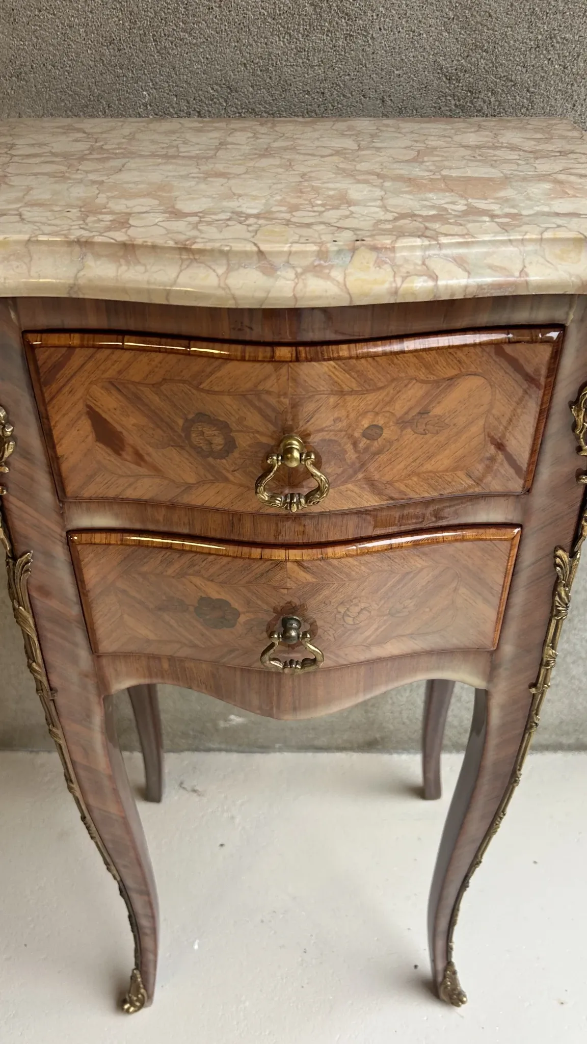 Louis XV style bedside table in marquetry with a top m