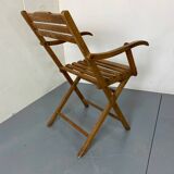 Vintage scandinavian oak campaign folding chair, 1920s