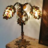 Art deco lamp, bunches of grapes in Murano glass, bronze base