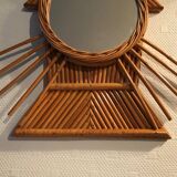 Ancien miroir en rotin vintage