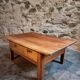 18th-century cherry wood coffee table with two drawers.