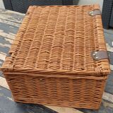 Picnic basket with white porcelain crockery