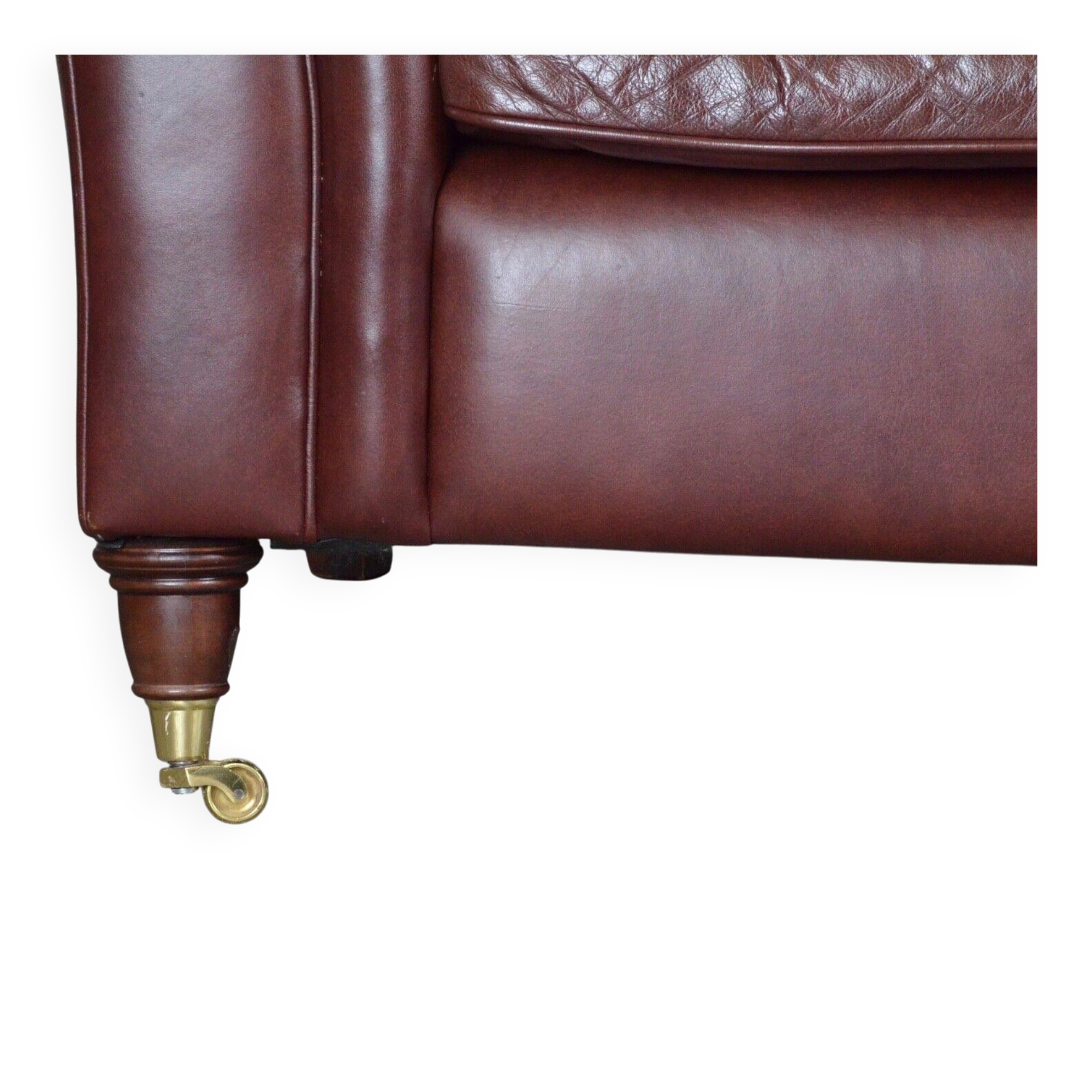Laura Ashley Mortimer heritage leather 3-seater sofa with wheels.