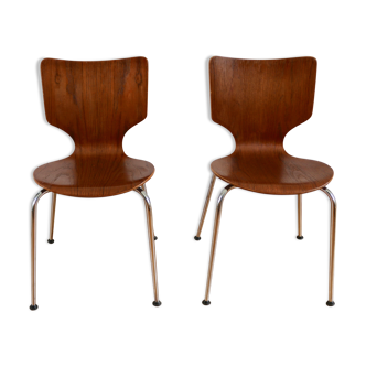 Paire de chaises scandinave teck plywood
