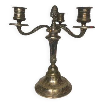 Silver metal candlestick with goldsmith's mark RM France