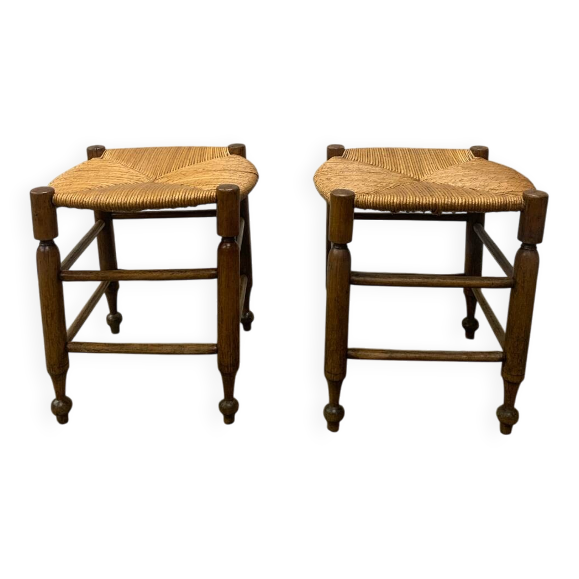 Pair of Antique Straw Stools