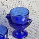 Coquetiers poussin en verre bleu cobalt 