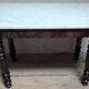 Walnut table on white marble for kitchen, old