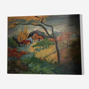 Tableau paysage automnal