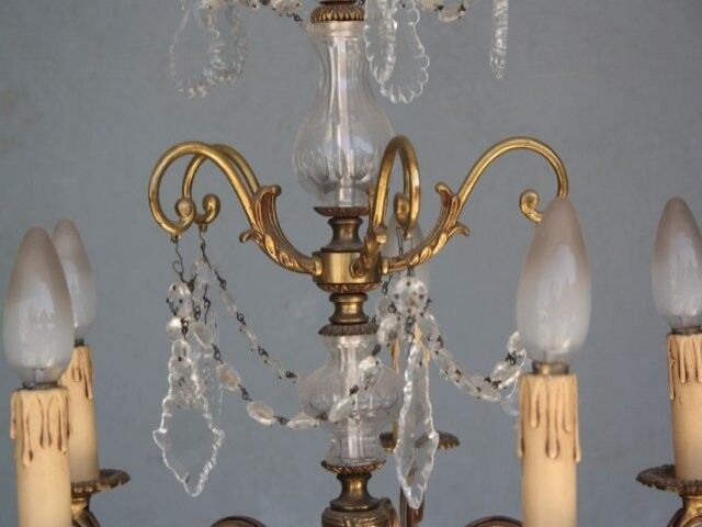 Gilded tassels time 1900 bronze chandelier