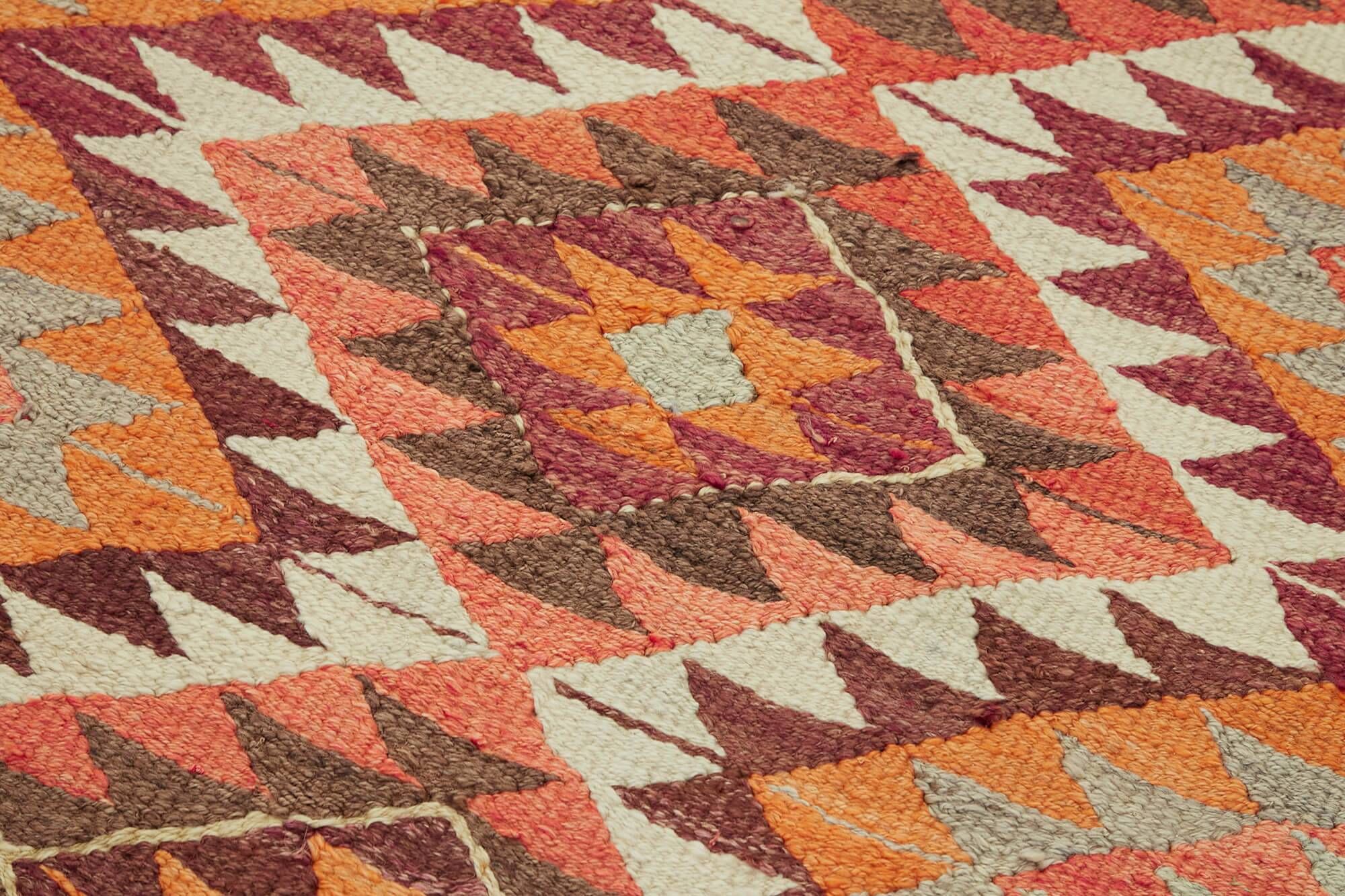 Turkish Handwoven Vintage Herki Kilim 101 cm x 321 cm