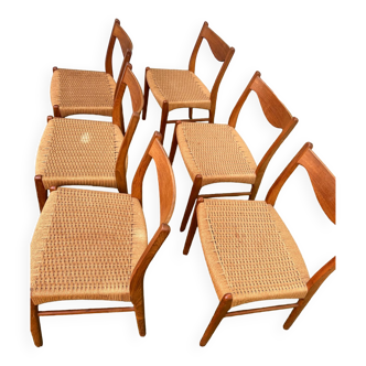 Lot 6 Vintage Danish Arne Wahl Iversen chairs