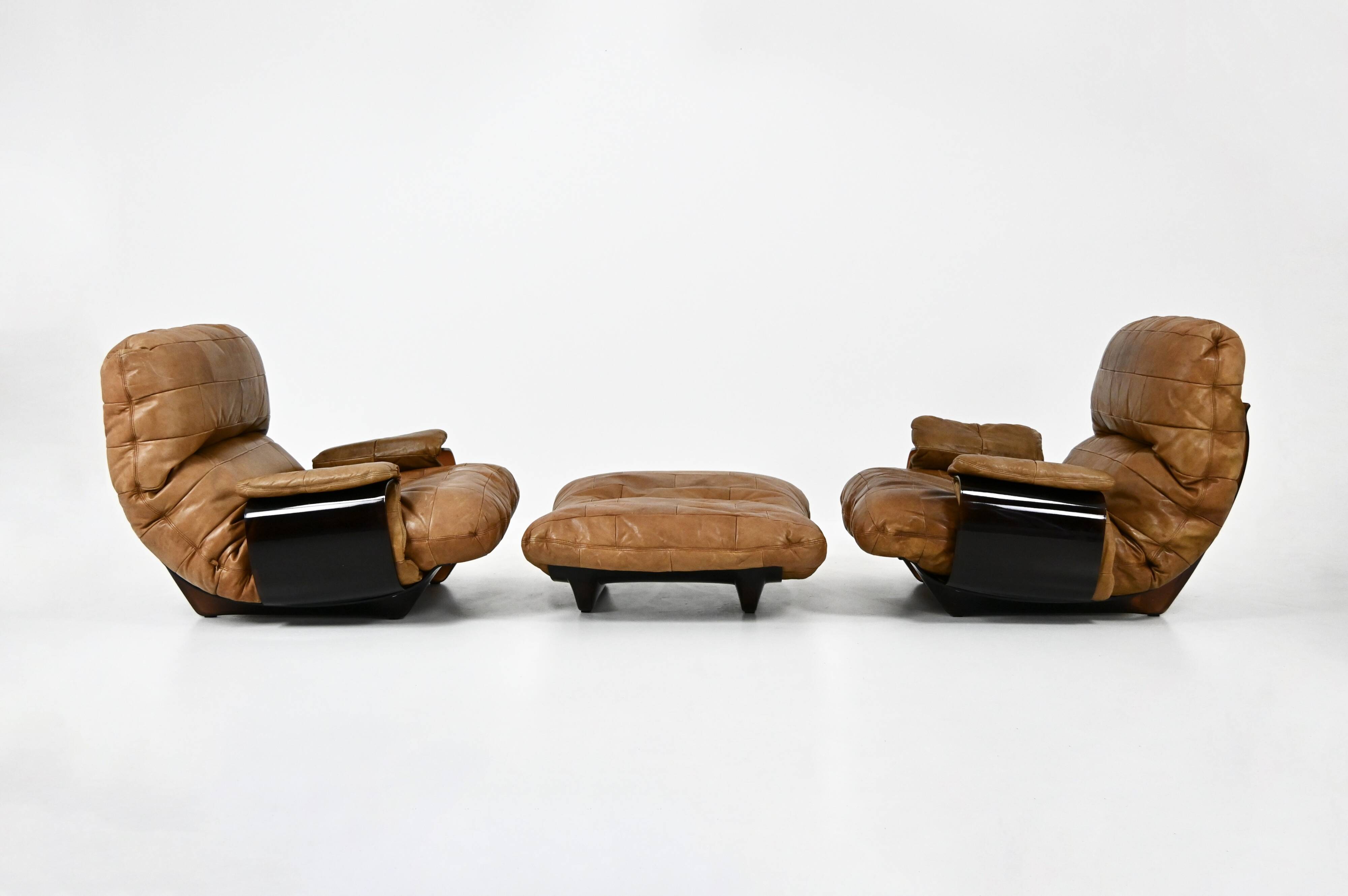 "Marsala" armchairs and poufs by Michel Ducaroy for Ligne Roset, years