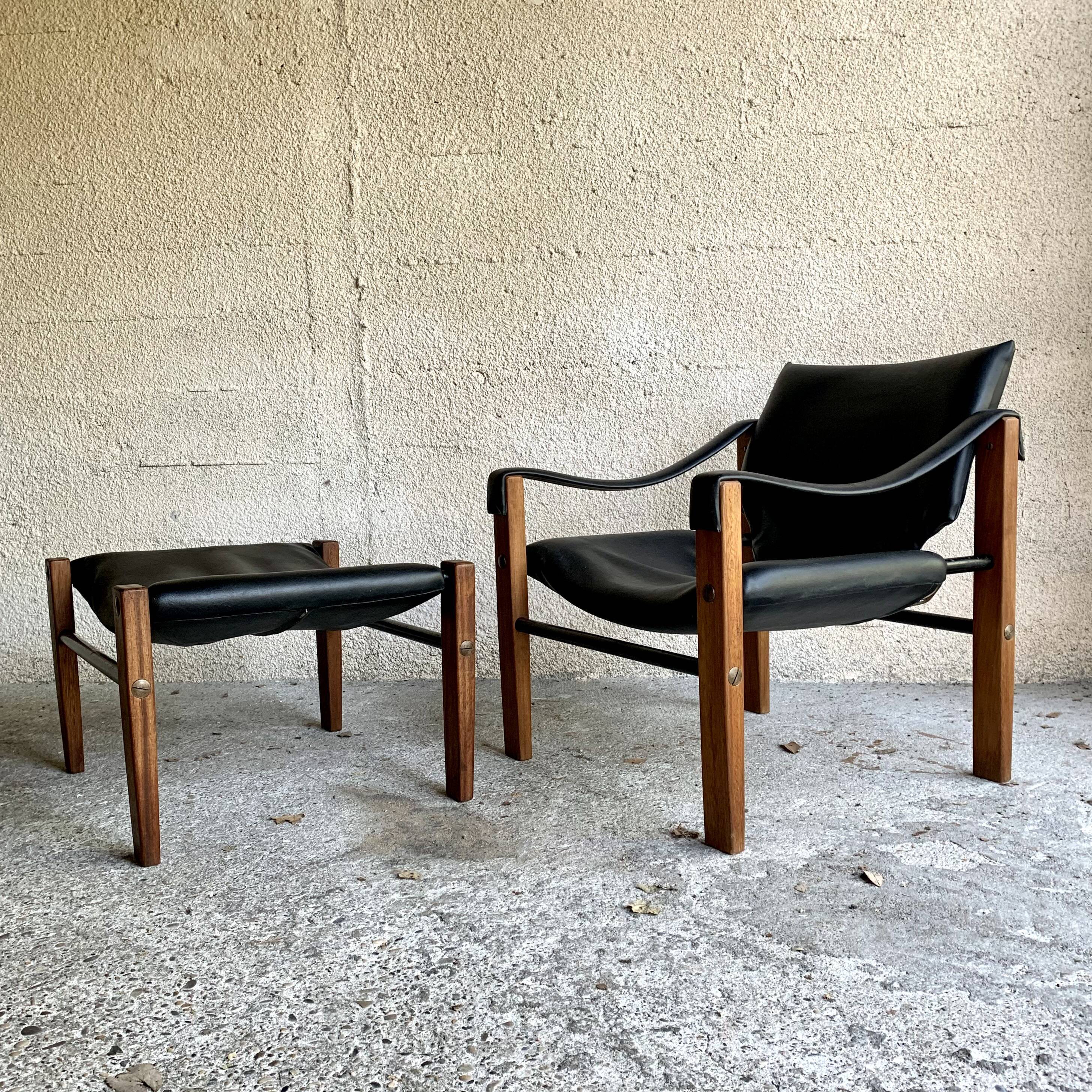 Safari and ottoman armchair by Maurice Burke for Arkana