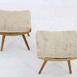 1960s Pair of Ash Stools , Czechoslovakia