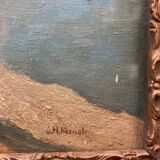 Oil painting of Harwich Docks by Geoffrey French. 1930