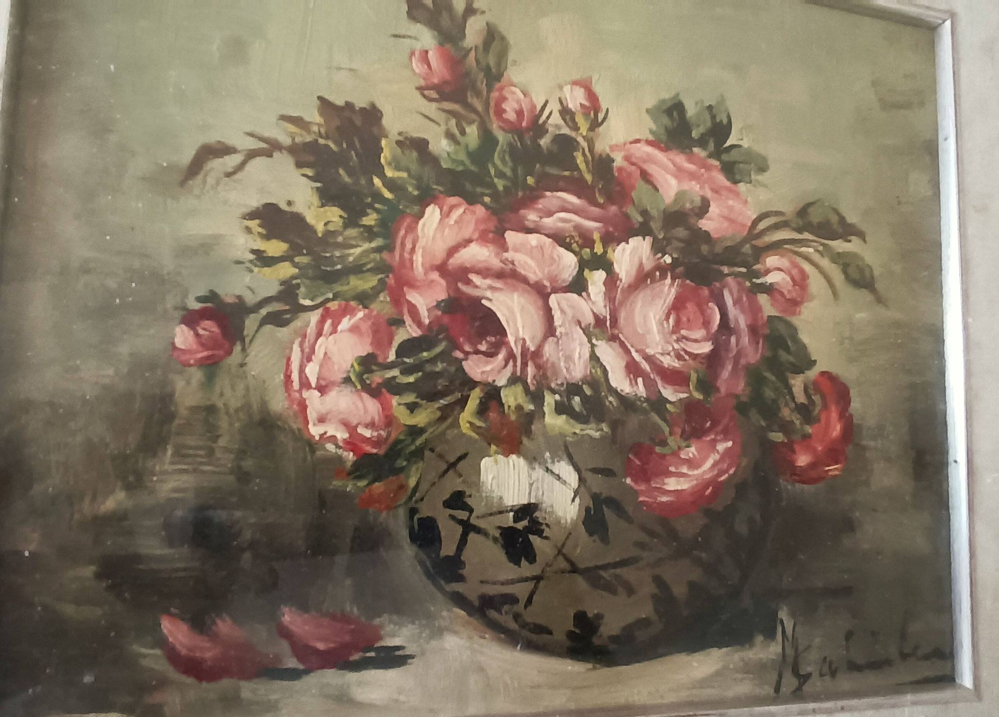Peinture à l'huile sur fleurs de table mauro salimbeni (milan 1874-1942 turin)