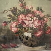 Peinture à l'huile sur fleurs de table mauro salimbeni (milan 1874-1942 turin)