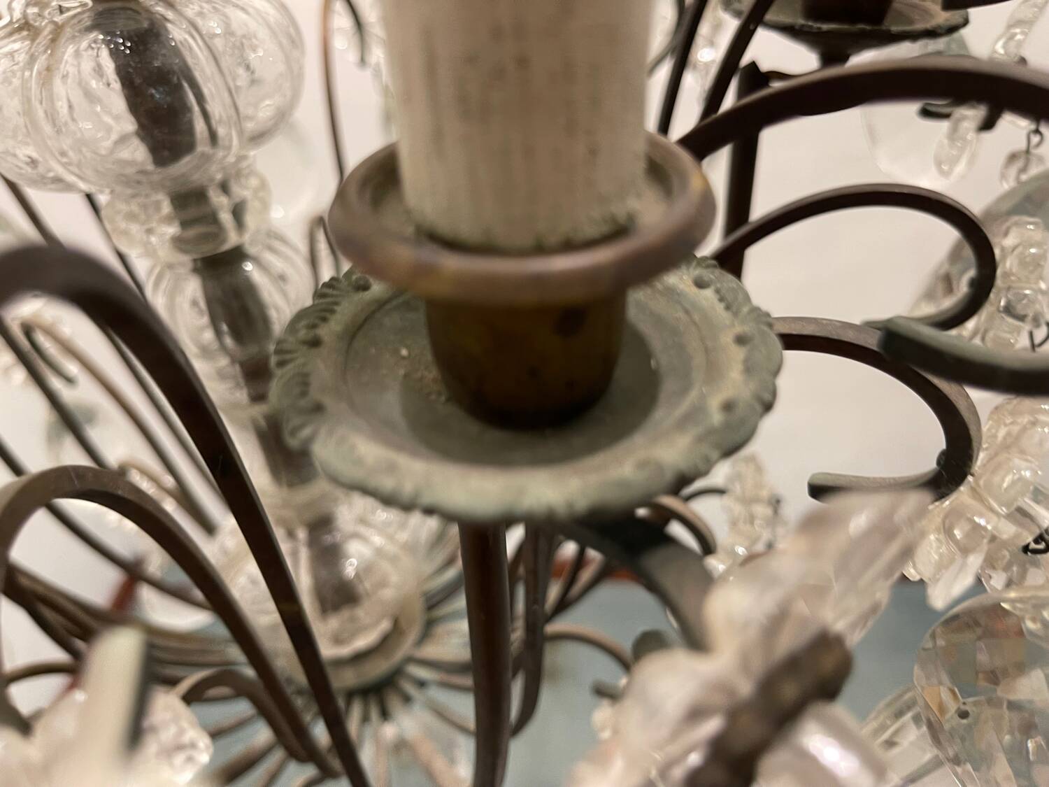 Antique Large Bronze Crystal Chandelier 1920/40’s