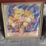 Old painting representing a bouquet of flowers