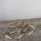 12 duck knife holders in silver metal