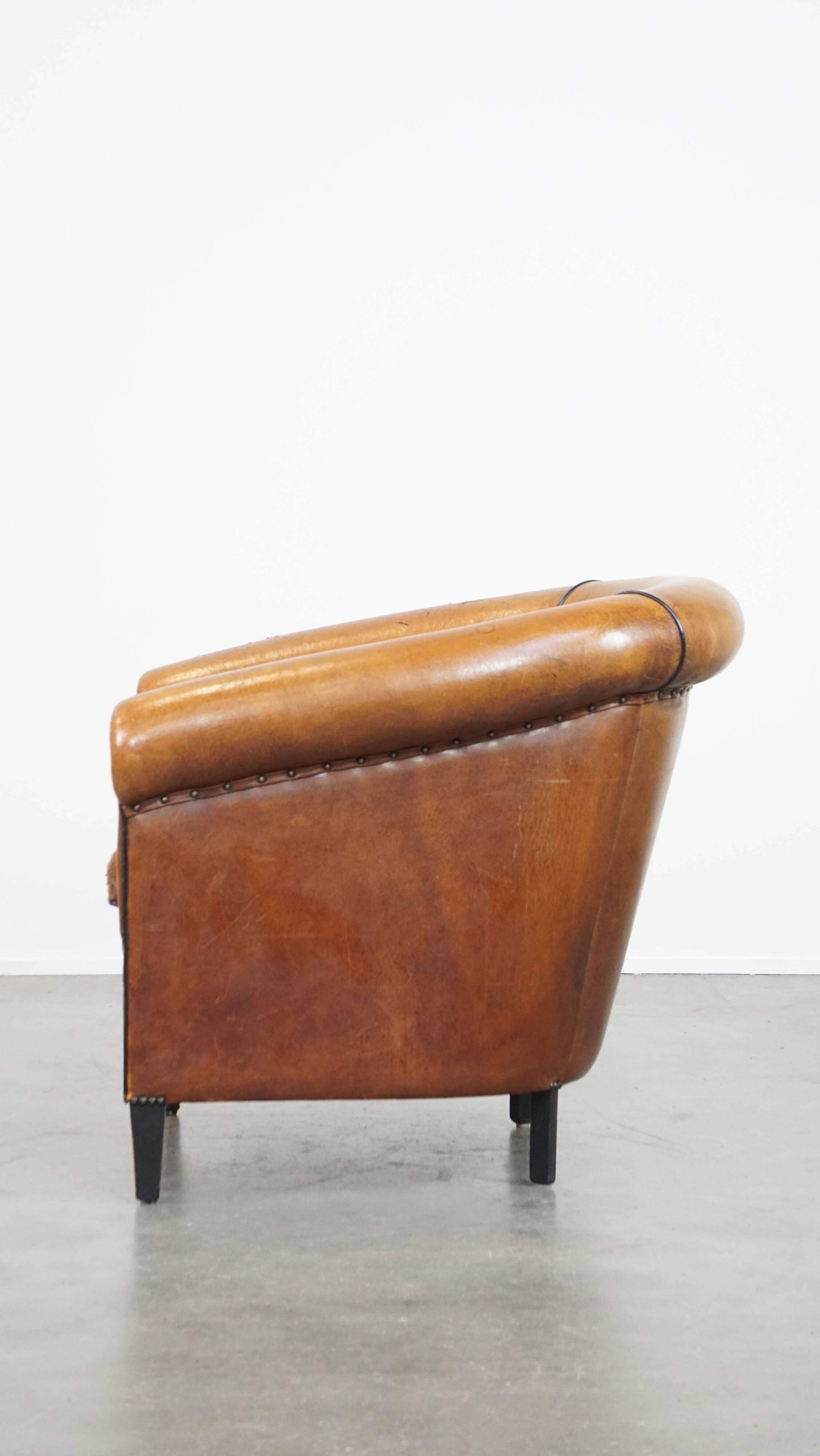 Sheep leather club chair with patina