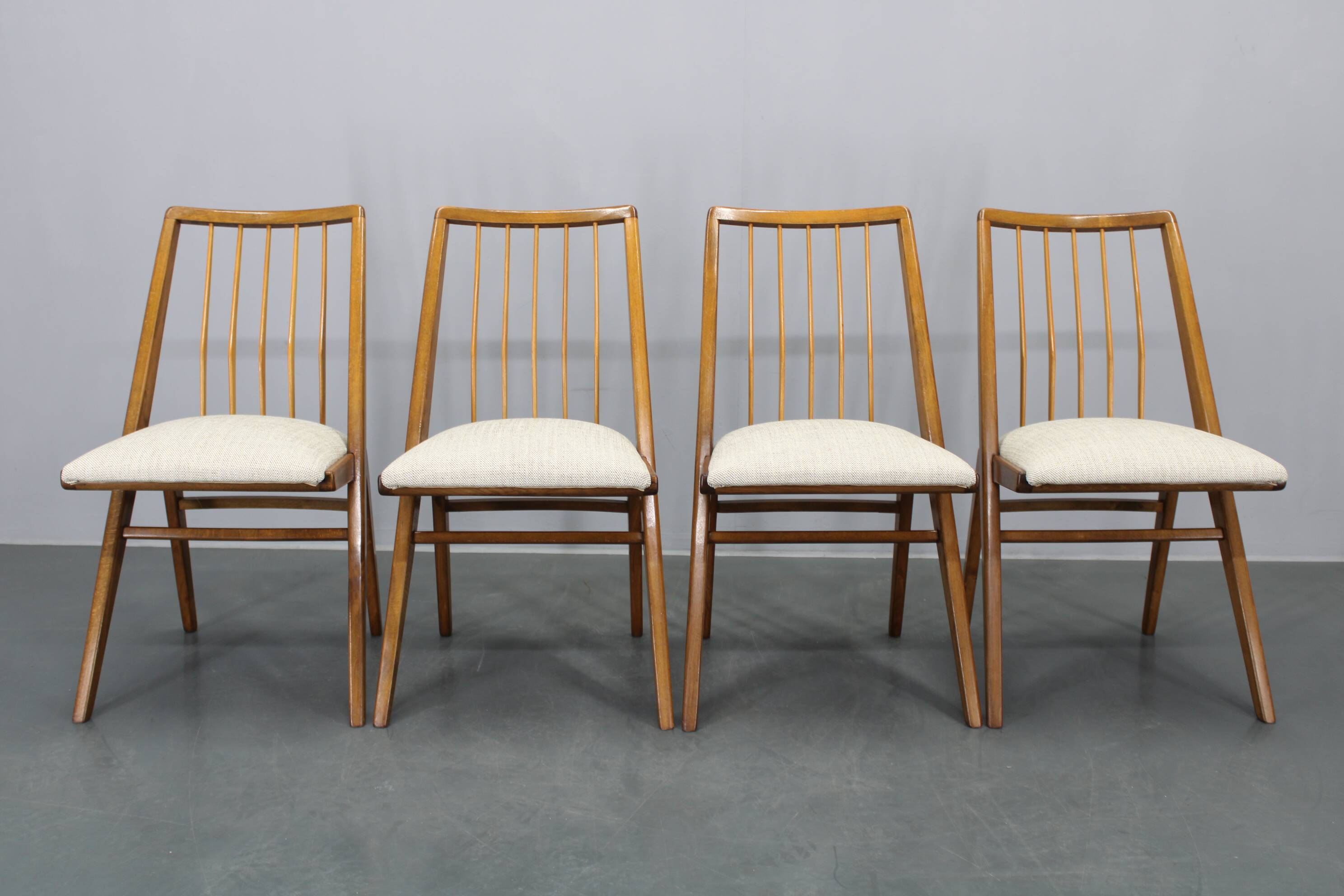 1970s Set of Four Beech Dining Chairs, West Germany