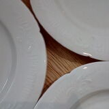 Set of 6 white porcelain dessert plates from Limoges
