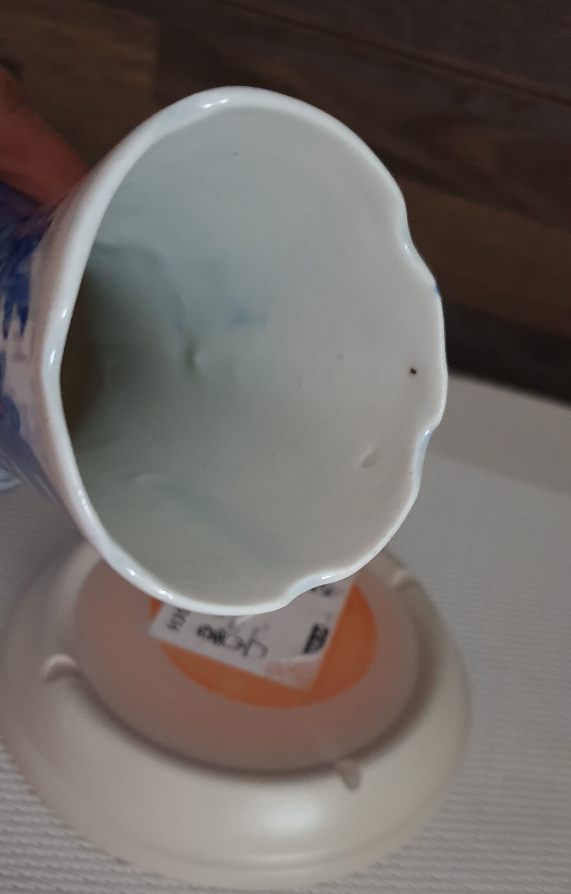 Vintage vase flower blue white h.15.5cm