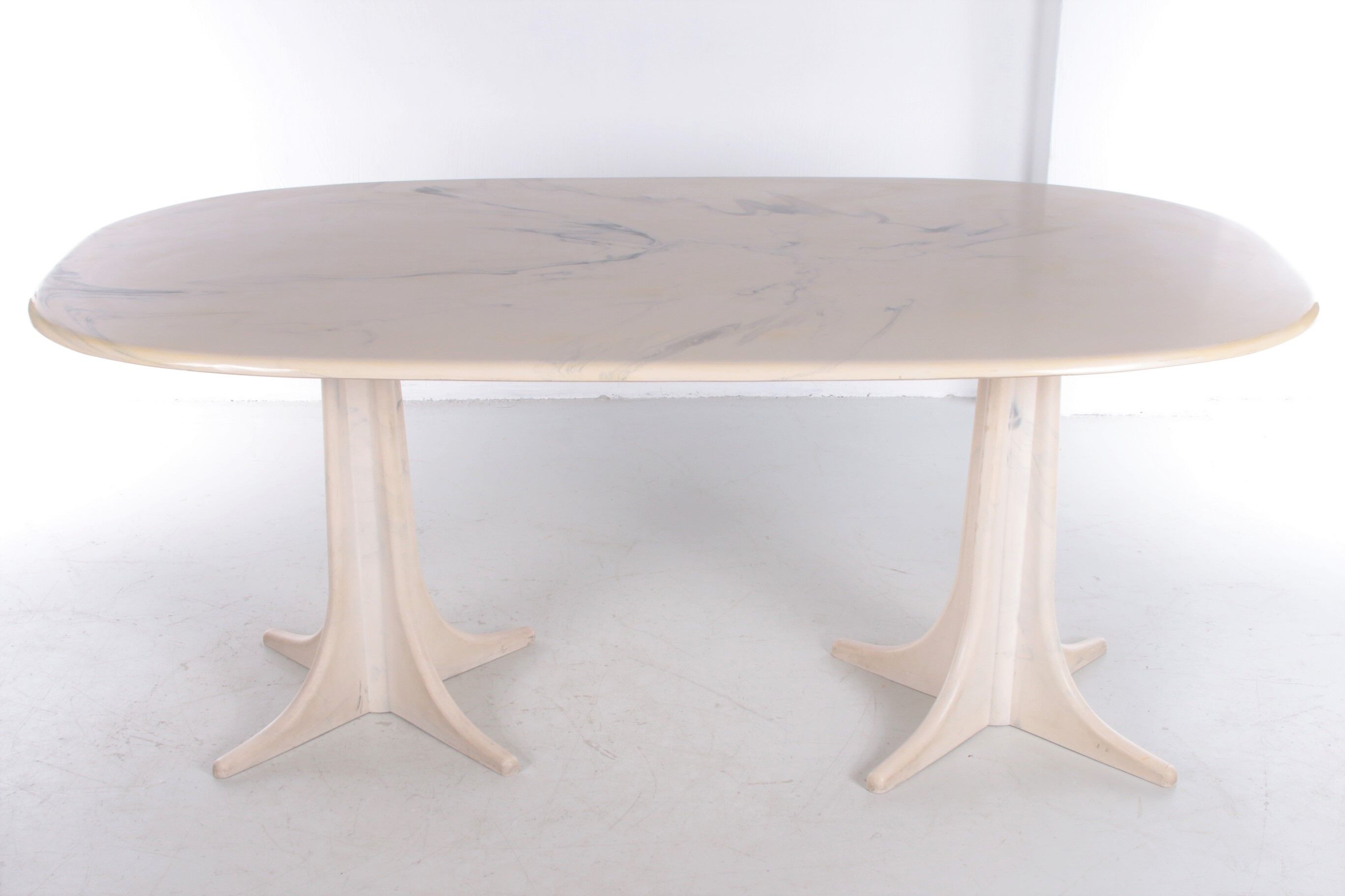 1970s Marble Dining Table on Two Marble x Feet, Germany