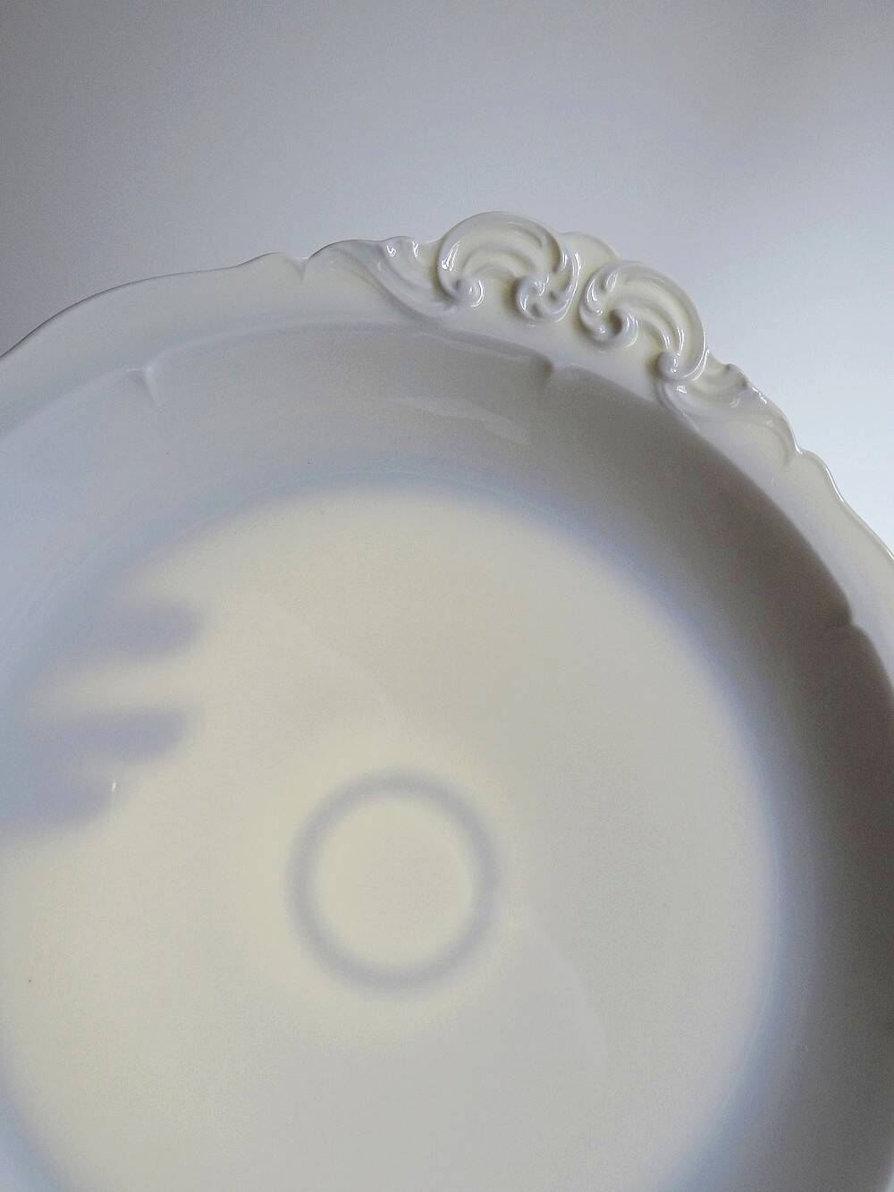 Large serving dish in fine white Limoges porcelain, vintage/antique
