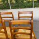 4 chaises de salle à manger en bois massif paillées 80s