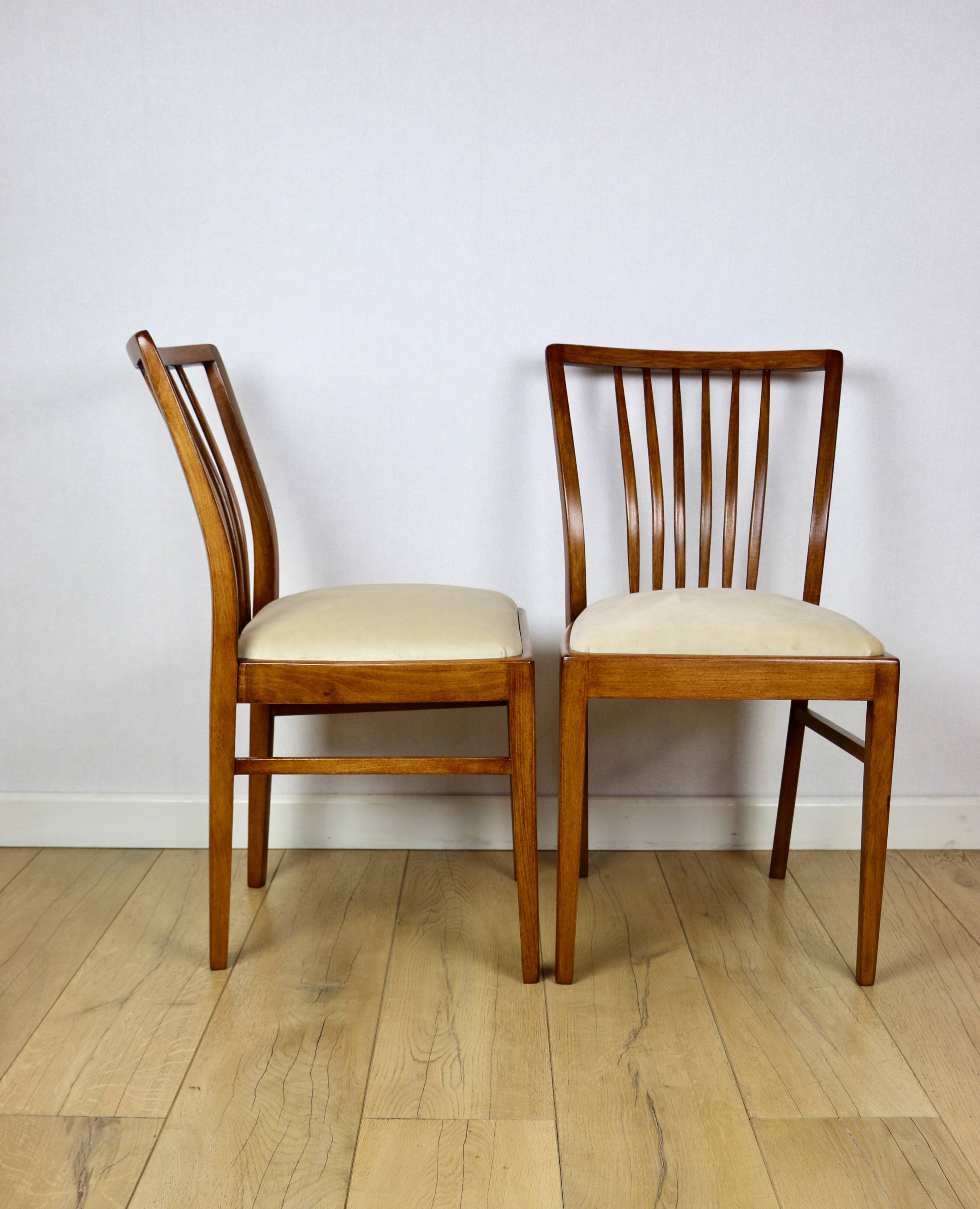 Vintage chairs beige velvet - set of 4